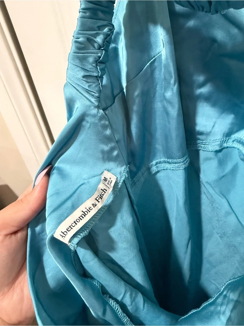 Abercrombie & Fitch Blue Satin Midi/Maxi Dress